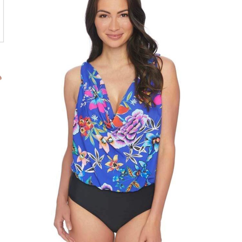 New Athena Mexican Floral Cowl One Piece Swimsuit - Picture 2 of 10